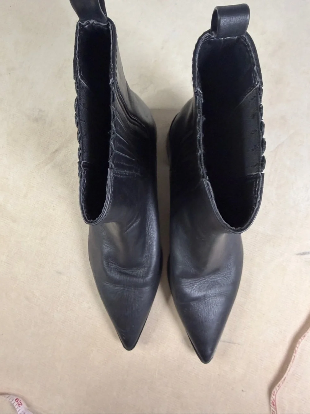 Zara Black Ankle Boots Pointed Toe Block Heel Chelsea Style Size 38 - Picture 4 of 15